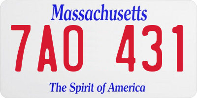 MA license plate 7AO431