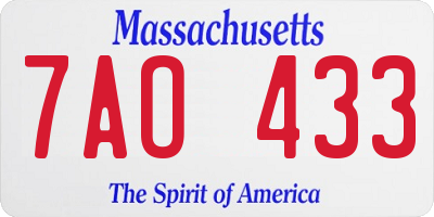 MA license plate 7AO433