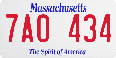MA license plate 7AO434