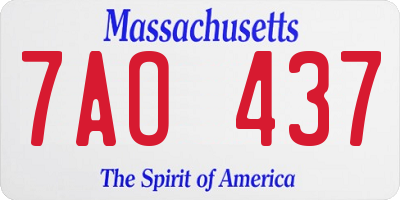 MA license plate 7AO437