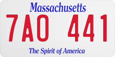 MA license plate 7AO441