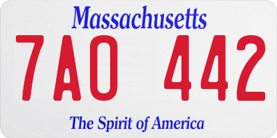 MA license plate 7AO442