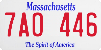 MA license plate 7AO446