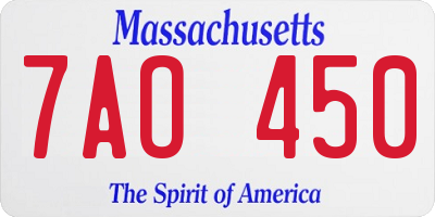 MA license plate 7AO450