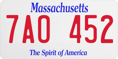 MA license plate 7AO452