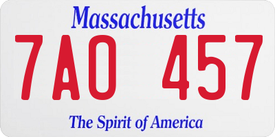 MA license plate 7AO457