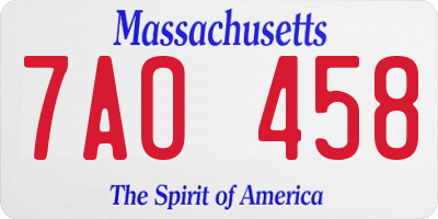 MA license plate 7AO458