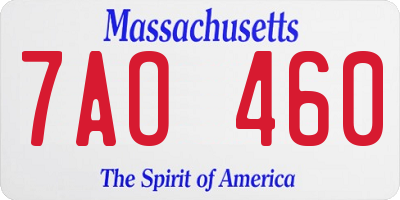 MA license plate 7AO460