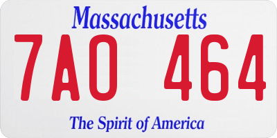 MA license plate 7AO464