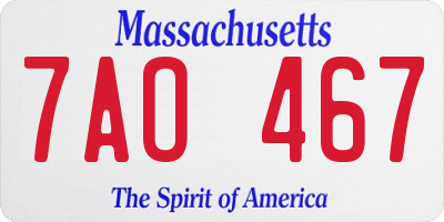 MA license plate 7AO467