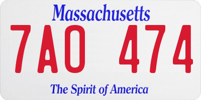 MA license plate 7AO474