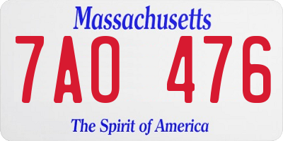 MA license plate 7AO476
