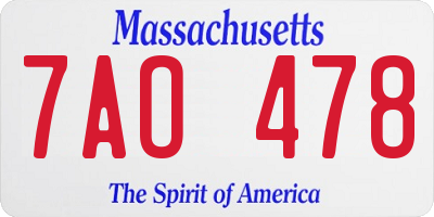 MA license plate 7AO478