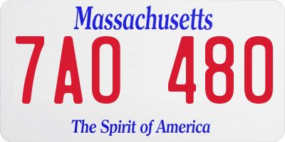 MA license plate 7AO480