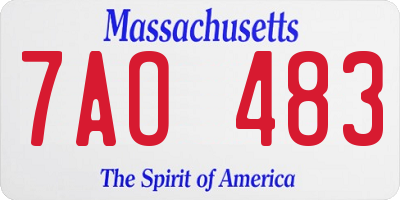 MA license plate 7AO483