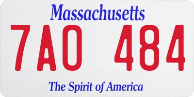 MA license plate 7AO484