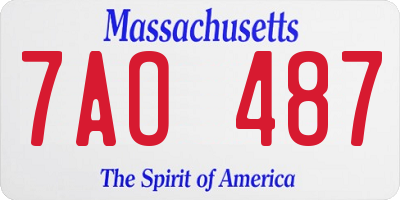 MA license plate 7AO487