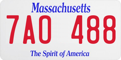 MA license plate 7AO488