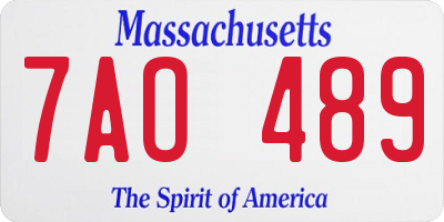 MA license plate 7AO489