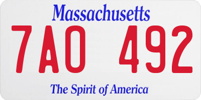 MA license plate 7AO492