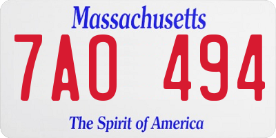 MA license plate 7AO494