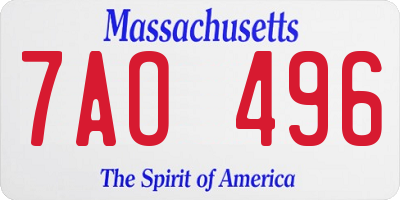 MA license plate 7AO496