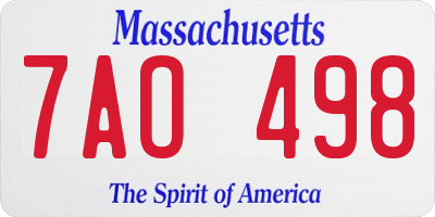 MA license plate 7AO498