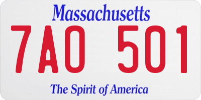 MA license plate 7AO501