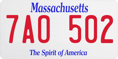 MA license plate 7AO502