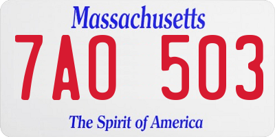 MA license plate 7AO503