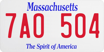 MA license plate 7AO504