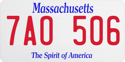 MA license plate 7AO506