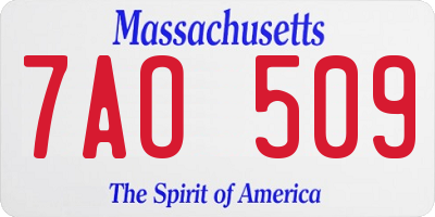 MA license plate 7AO509