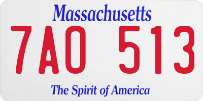 MA license plate 7AO513