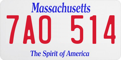 MA license plate 7AO514