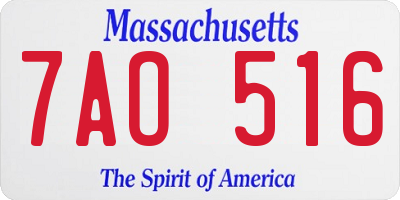 MA license plate 7AO516