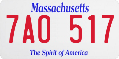 MA license plate 7AO517