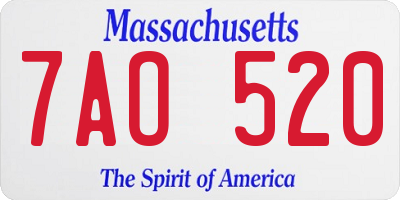 MA license plate 7AO520