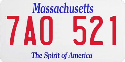 MA license plate 7AO521