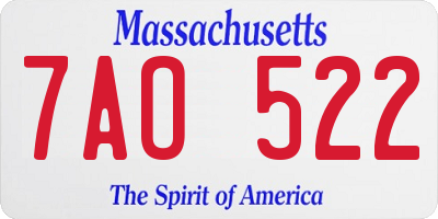 MA license plate 7AO522