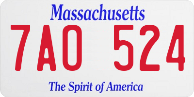 MA license plate 7AO524