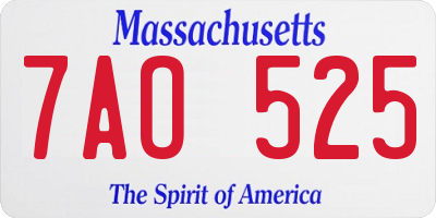 MA license plate 7AO525