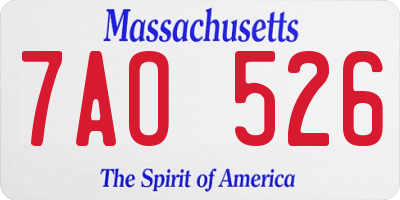 MA license plate 7AO526