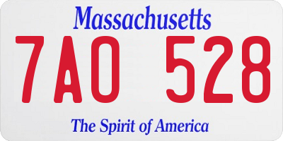 MA license plate 7AO528