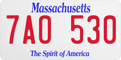MA license plate 7AO530