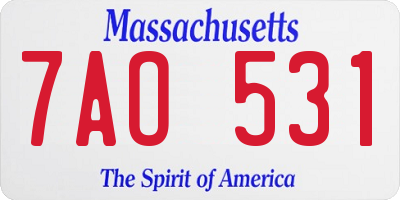 MA license plate 7AO531
