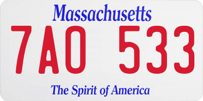 MA license plate 7AO533