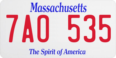 MA license plate 7AO535