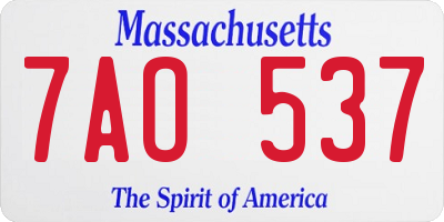 MA license plate 7AO537