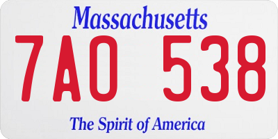 MA license plate 7AO538
